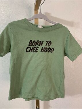 Kids' Green Graphic Tee - "Born to Chee Hooo"- 2T